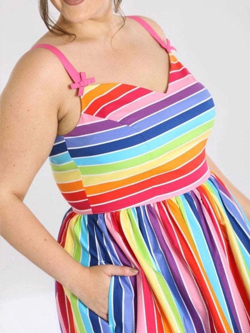 Hell Bunny Over The Rainbow Stripe 50's style Dress Wmns 4XL - Picture 2 of 12